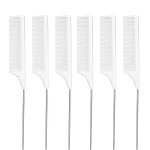 peigne à queue en metal blanc lot de 6
