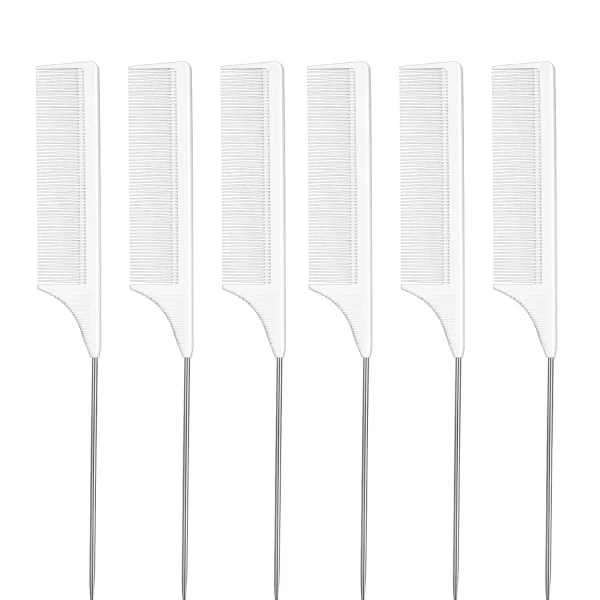peigne à queue en metal blanc lot de 6