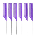 peigne à queue en metal violet lot de 6