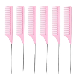 peigne à queue en metal rose lot de 6