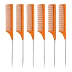 peigne à queue en metal orange lot de 6