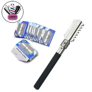 Peigne rasoir professionnel avec 10 lames de rasoir